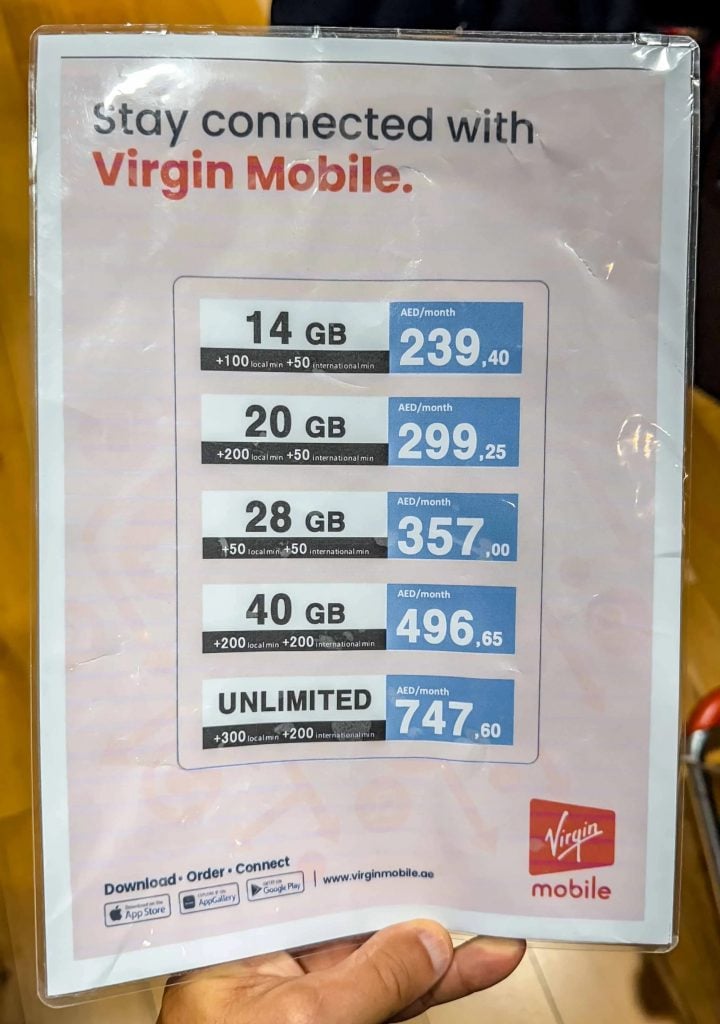 sim vv888 Dubai nhà mạng Virgin Mobile