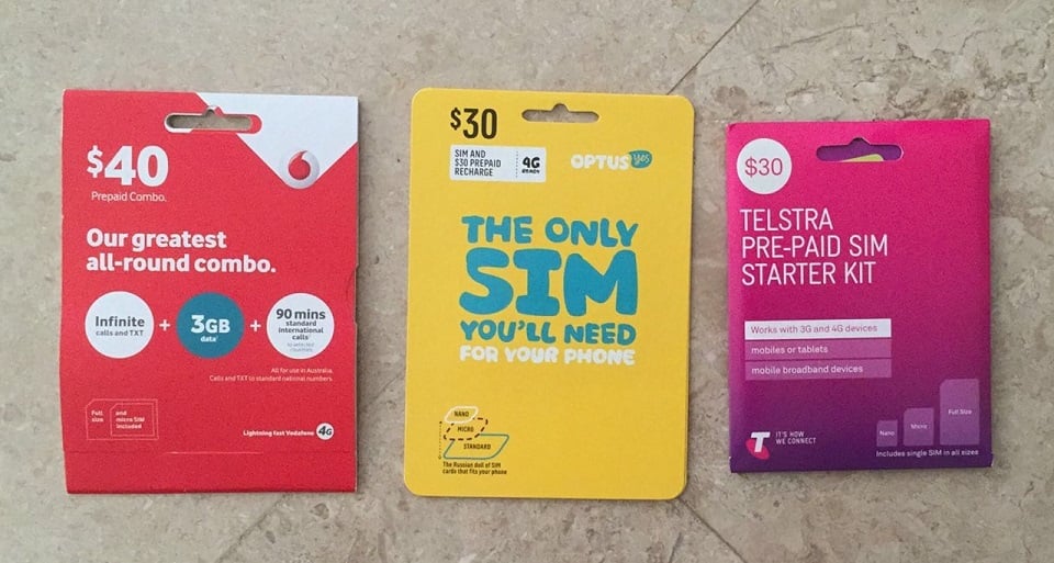 Các loại sim vv888 Úc và New Zealand