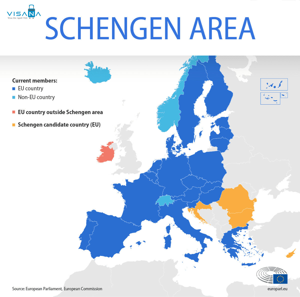 26 quốc  gia schengen