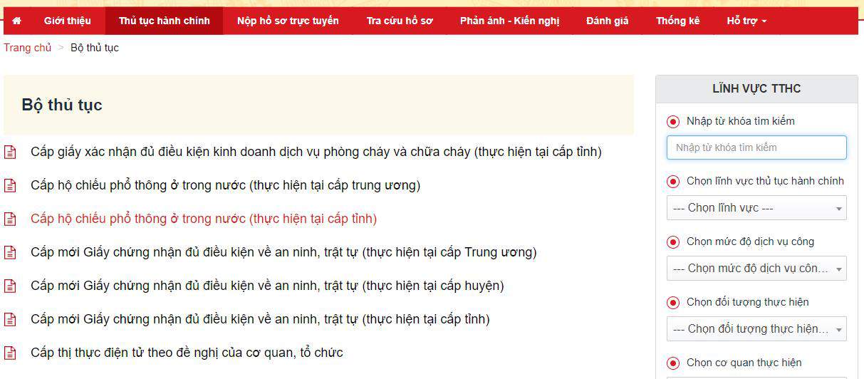 Cấp hộ chiếu phổ thông ở trong nước