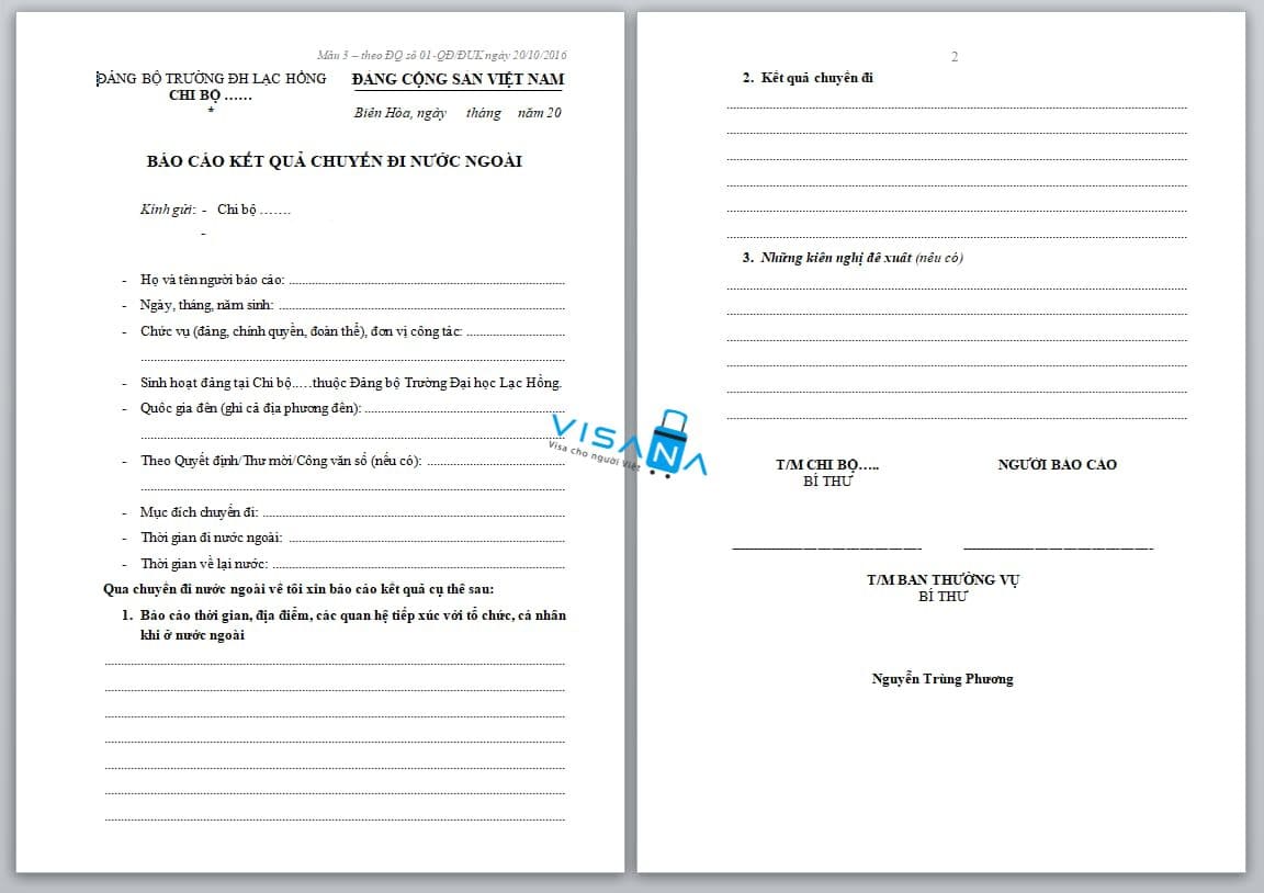 đơn xin đi vv88vv của đảng viên